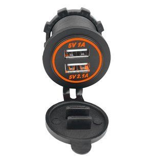 Розетка автомобильная ZIRY USB (1А+2,1А) с подсветкой - оранжевая в интернет магазине ZIRY.STORE