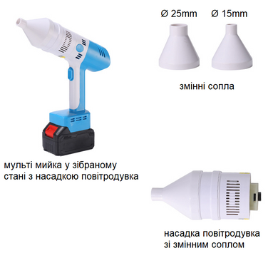 Минимойка аккумуляторная ZIRY multi 4in1 мойка-пылесос-воздуходувка-насос 21v 1 батарея 4.0Ah в кейсе