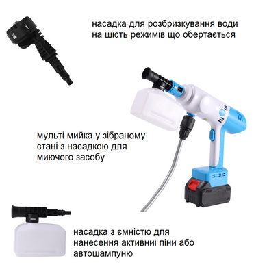 Минимойка аккумуляторная ZIRY multi 4in1 мойка-пылесос-воздуходувка-насос 21v 1 батарея 4.0Ah в кейсе