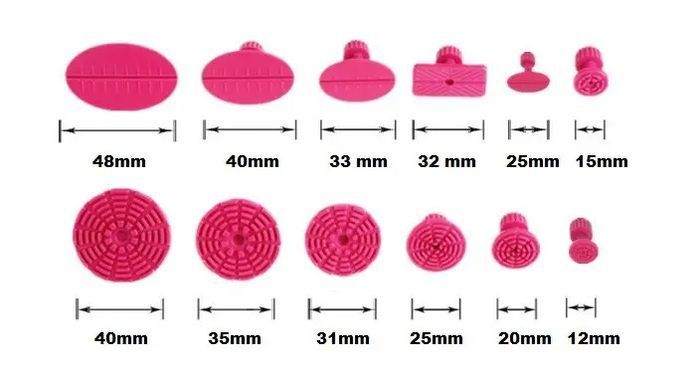 Молоток обратный ZIRY PDR 1kg для удаления вмятин с комплектом насадок 10+12pcs pink/blue