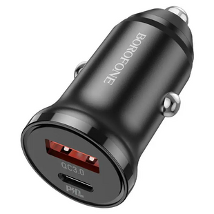 Пристрій зарядний автомобільний BOROFONE BZ-18 PD20W-QC3.0 (1-USB/1-Type-C)-3.0A в інтернет магазині ZIRY.STORE